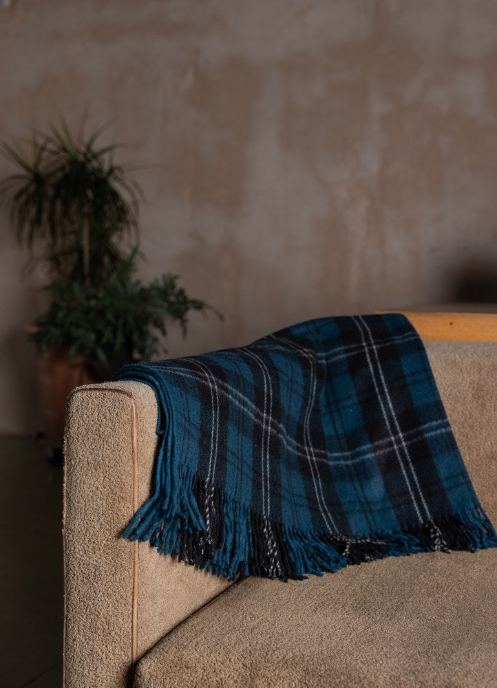 Wool Tartan Rug - Ramsay Blue