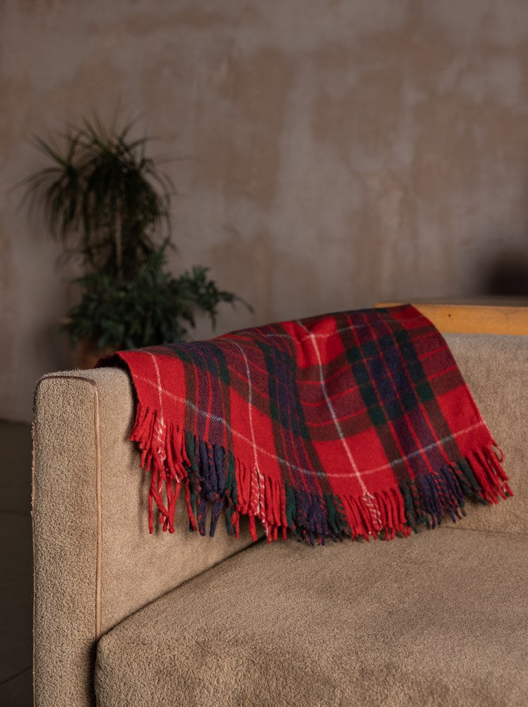 Wool Tartan Rug - Fraser Red
